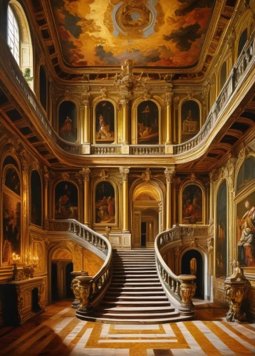 versailles,staircase,baroque,royal interior,hermitage,europe palace,cliveden,ornate room,cochere,moritzburg palace,louvre,villa cortine palace,residenz,the royal palace,the palace,grandeur,staircases,villa d'este,outside staircase,venaria,Art,Artistic Painting,Artistic Painting 30