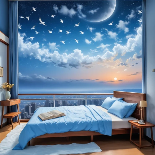 sleeping room,moon and star background,dreamscapes,sky apartment,dream art,night sky,dreamland,starry sky,windows wallpaper,dreamscape,fantasy picture,background vector,dreamtime,the night sky,sky space concept,starry night,slumberland,bedroom window,dreamlife,dreamings,Unique,Design,Blueprint