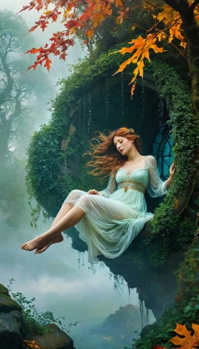 fantasy picture,faerie,faery,autumn idyll,dreamscapes,rusalka,girl lying on the grass,autumn background,ophelia,fairie,fae,fantasy art,naiad,seelie,forest of dreams,falling on leaves,titania,dryad,idyll,fairy forest,Conceptual Art,Fantasy,Fantasy 05