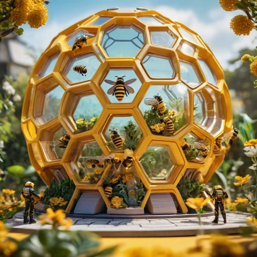 beekeeper plant,building honeycomb,honeycomb structure,bee farm,bee house,honeycomb grid,flower dome,the hive,terrarium,bee hive,hexagons,bee colony,apiculture,honey bee home,insect ball,flower ball,drone bee,hive,icosidodecahedron,glass sphere,Unique,3D,Garage Kits