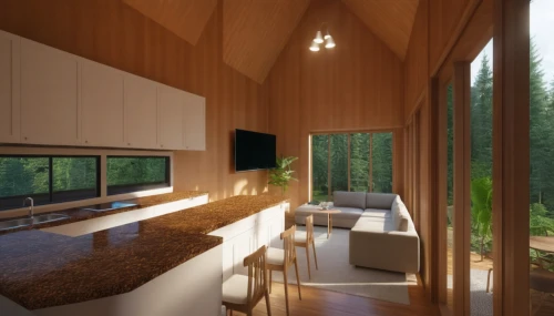 timber house,interior modern design,modern living room,forest house,3d rendering,bohlin,inverted cottage,cubic house,daylighting,house in the forest,cabin,wood window,render,wooden windows,passivhaus,prefab,dunes house,the cabin in the mountains,modern room,wooden beams