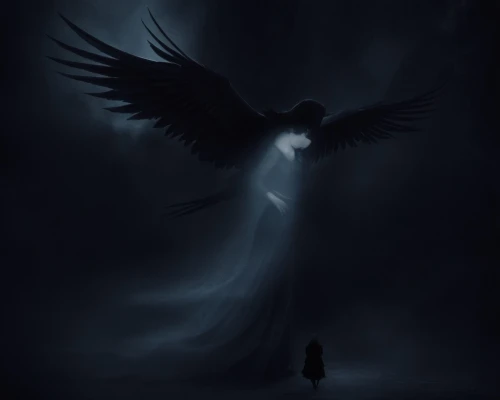 dark angel,black angel,angel of death,the archangel,angelology,seraphim,angel wing,angel wings,archangel,black raven,fallen angel,seraph,uriel,angelman,nephilim,thanatos,winged heart,black crow,mediumship,dark art,Illustration,Realistic Fantasy,Realistic Fantasy 46