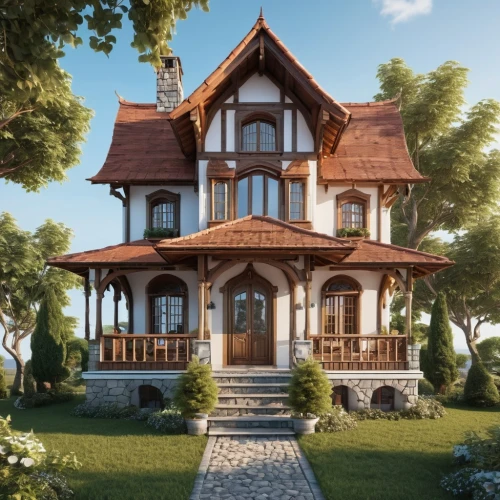 victorian house,wooden house,victorian,old victorian,russian folk style,house in the forest,villa,dreamhouse,two story house,new england style house,forest house,country house,3d rendering,beautiful home,victorian style,traditional house,little house,summer cottage,danish house,victoriana,Photography,General,Realistic