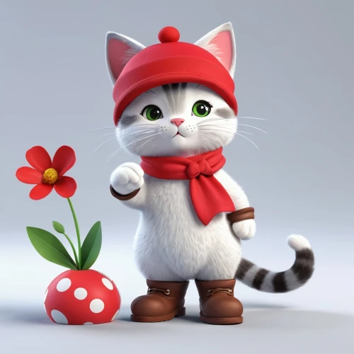 cute cartoon character,sylbert,cute cartoon image,alberty,cute cat,cartoon cat,kittu,flower cat,kihon,red cat,bittu,tikki,doll cat,little cat,redcap,raquette,3d model,kitti,storybook character,catroux,Unique,3D,3D Character