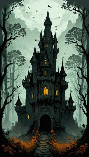 witch's house,halloween background,haunted castle,witch house,the haunted house,house silhouette,halloween wallpaper,haunted house,ghost castle,fairy tale castle,haunted forest,halloween illustration,house in the forest,halloween scene,castlevania,haunted cathedral,fairytale castle,castle of the corvin,halloween border,halloween poster,Illustration,Black and White,Black and White 02