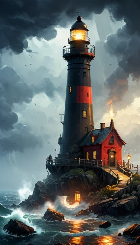 electric lighthouse,red lighthouse,lighthouse,lighthouses,light house,phare,petit minou lighthouse,lightkeeper,light station,northeaster,lightkeepers,farol,point lighthouse torch,siggeir,stormier,maiden's tower,crisp point lighthouse,sea storm,world digital painting,lambrook,Conceptual Art,Oil color,Oil Color 08