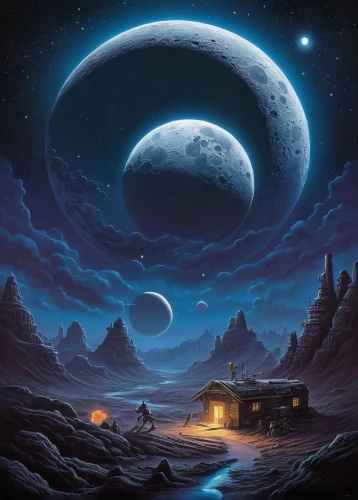 lunar landscape,moonscapes,moon valley,moonscape,valley of the moon,moonbase,moonlit night,moonsorrow,moon and star background,fantasy picture,phase of the moon,herfstanemoon,moondust,night scene,lunar,fantasy landscape,moon phase,moon car,moonen,moon night,Illustration,Realistic Fantasy,Realistic Fantasy 18