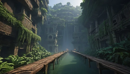 theed,ravine,uncharted,labyrinthian,ancient city,verdant,green valley,street canyon,green waterfall,jungle,ravines,rainforest,ecotopia,amazonica,oasis,sinkala,yamatai,cryengine,tropical jungle,shaoming,Photography,General,Natural