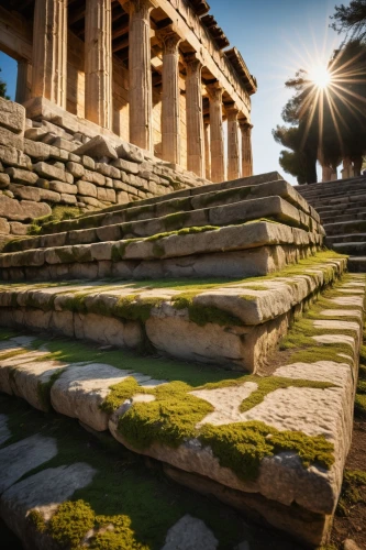 pergamon,palace of knossos,knossos,garni,greek temple,taraxum,xanthos,italica,peristyle,ancient theatre,hellas,temple of diana,pergamum,doric columns,priene,messene,delphi,morgantina,roman ruins,stoa,Art,Classical Oil Painting,Classical Oil Painting 35