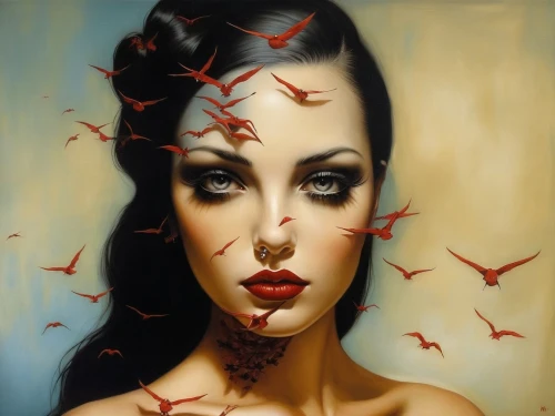 viveros,vanderhorst,red butterfly,jasinski,rone,geisha girl,dussel,painted lady,butterflies,butterfly effect,oil painting on canvas,red fly,vampire woman,passion butterfly,anboto,fantasy art,art painting,geisha,faery,gothic portrait,Illustration,Realistic Fantasy,Realistic Fantasy 10