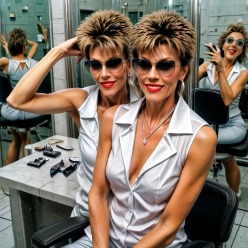 boufflers,enza,bouffant,gena rolands-hollywood,hairdressing salon,laurentien,hairstylists,barber beauty shop,retro women,retro woman,hairdryers,mirror image,mirrors,rockettes,retro eighties,the style of the 80-ies,pompadours,hairstylist,grebenkina,debbi