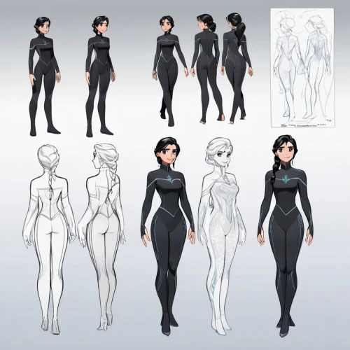catsuits,concept art,turnarounds,anthro,revamps,concepts,redesigns,redesigning,soejima,studies,xeelee,roughs,suyin,character animation,catsuit,women's clothing,stylization,variations,redesigned,wetsuit,Unique,Design,Character Design