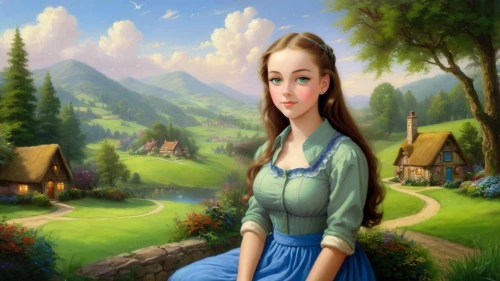 landscape background,fairy tale character,fantasy picture,children's background,townsfolk,mountain scene,dorthy,shepherdess,storybook character,kirtle,forest background,dirndl,innkeeper,pevensie,nature background,dorothy,world digital painting,android game,girl in the garden,farm background