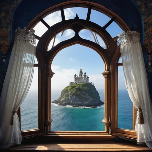 window with sea view,fairytale castle,fairy tale castle,window to the world,windows wallpaper,fantasy picture,house of the sea,castle windows,the window,forteresse,castel,miramare,summit castle,sicily window,castles,castle of the corvin,dreamhouse,gondolin,3d fantasy,fairy tale,Photography,General,Realistic