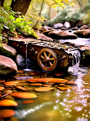 flowing creek,waterwheels,streamside,streambed,old tires,downstream,clear stream,the wreck of the car,old wheel,upstream,creeks,water flowing,soundstream,flowing water,waterwheel,streambank,water wheel,old abandoned car,water mill,water spring,Illustration,Realistic Fantasy,Realistic Fantasy 13