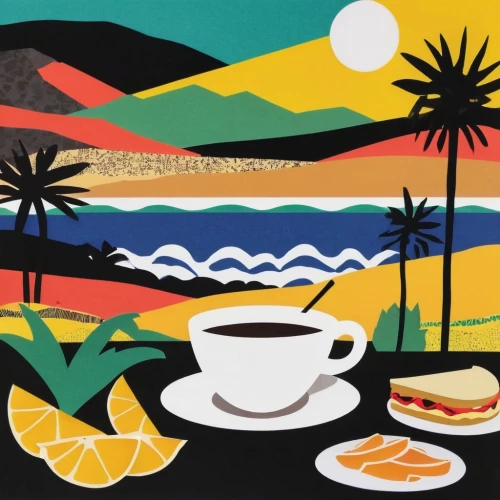 coffee tea illustration,background vector,summer clip art,marimekko,coffee background,coffee icons,retro 1950's clip art,fruits icons,placemat,coffee bay,palm tree vector,sunfeast,palmilla,tropicalia,food icons,gomera,canary islands,placemats,breakfast plate,vector graphics,Unique,Paper Cuts,Paper Cuts 07