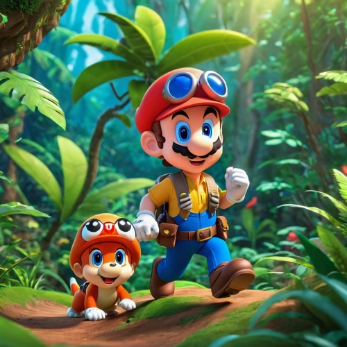 marios,mario bros,paisanos,super mario brothers,gamesradar,soffiantini,plumbers,spelunkers,platformers,garrison,toadstools,spelunker,mario,miyamoto,game characters,happy children playing in the forest,caballeros,forest workers,smo,bohlander,Unique,3D,3D Character