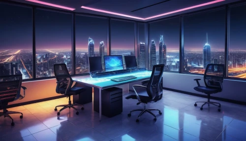 modern office,blur office background,computer room,working space,neon human resources,workspaces,creative office,cybercity,cyberscene,computer workstation,desk,workstations,offices,office desk,cubicle,cybercafes,boardroom,computable,cyberview,study room,Illustration,Retro,Retro 10