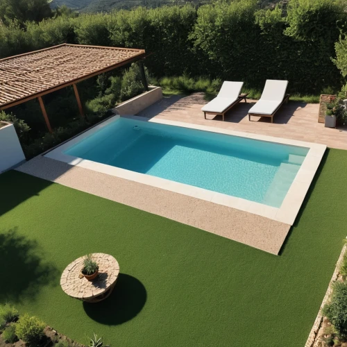 artificial grass,outdoor pool,travertine,provencal life,dug-out pool,piscine,golf lawn,provencal,grass roof,landscaped,agritubel,pool house,swimming pool,natuzzi,infinity swimming pool,green lawn,holiday villa,terrasse,immobilier,roof landscape,Photography,General,Realistic