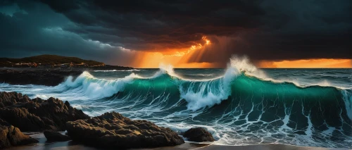 sea storm,tidal wave,storm surge,stormy sea,nature's wrath,tempestuous,crashing waves,seascape,natural phenomenon,tsunamis,sea water splash,waterspout,ocean waves,blow hole,superstorm,turmoil,big waves,backwash,tsunami,force of nature,Illustration,Realistic Fantasy,Realistic Fantasy 29