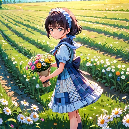 field of flowers,blooming field,flower field,picking flowers,flowers field,daffodil field,girl picking flowers,nanako,holding flowers,tulip field,yamada's rice fields,lily of the field,megumi,flower delivery,sea of flowers,ushio,girl in flowers,spring background,springtime background,tsukiko,Anime,Anime,Realistic