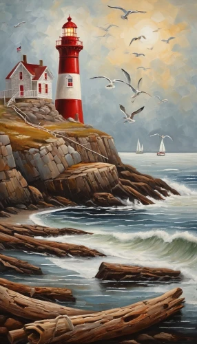 lighthouses,light house,lighthouse,red lighthouse,nubble,coastal landscape,light station,electric lighthouse,crisp point lighthouse,point lighthouse torch,petit minou lighthouse,pemaquid,bonavista,monhegan,manomet,beavertail,david bates,lightkeeper,sea landscape,lubec,Illustration,Realistic Fantasy,Realistic Fantasy 40