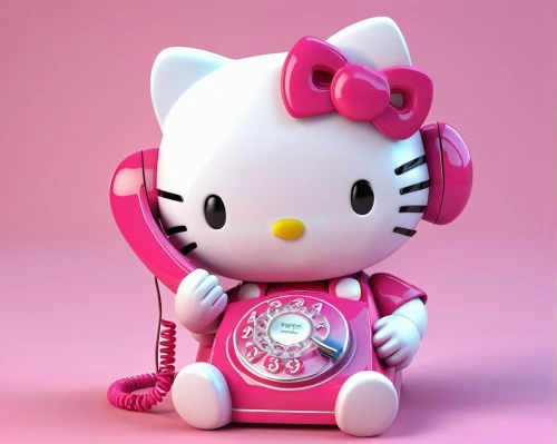 hello kitty,pink cat,doll cat,telephone,telephone set,calling,phone call,call,on the phone,the pink panter,to call,phonecall,calls,caller,pink vector,telephoning,phone,make a phone call,emergency call,chatte,Unique,3D,3D Character