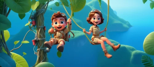 lilo,hanging elves,croods,madagascans,tarzan,menehune,disneynature,cartoon forest,hanging plants,renderman,tangled,upin,rope swing,madagascan,broomes,flik,pinocchios,adam and eve,scandia gnomes,marionettes,Unique,3D,3D Character