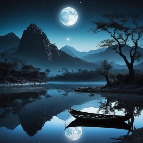 moonlit night,blue moon,moonlit,moonlight,tranquility,moon and star background,landscape background,moonlighted,full moon,lunar landscape,moon at night,moon night,tranquillity,fantasy picture,calmness,moonesinghe,moonglow,night scene,moonshadow,dreamscapes,Photography,Black and white photography,Black and White Photography 07