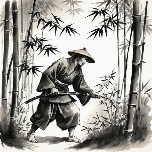 ashigaru,yojimbo,yi sun sin,mengzi,samurai,muramasa,sanosuke,zhuangzi,daoist,samurai fighter,vietnamese tet,zatoichi,confucianist,samarai,kyogen,sanjuro,bushido,bakufu,mifune,bamboo plants,Illustration,Paper based,Paper Based 30