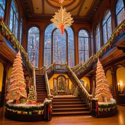 staircase,biltmore,christmas room,stairway,staircases,christmas motif,foyer,winners stairs,outside staircase,emporium,holiday decorations,banff springs hotel,hallway,posada,christmas scene,nemacolin,peles castle,decorated,entrance hall,festive decorations,Illustration,Retro,Retro 24
