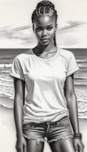akeelah,thandie,oduwole,letoya,ikpe,african american woman,freema,girl drawing,charcoal drawing,girl in t-shirt,mocambique,lindiwe,azania,african woman,beach background,photo painting,world digital painting,female model,feza,pencil drawings,Illustration,Black and White,Black and White 30