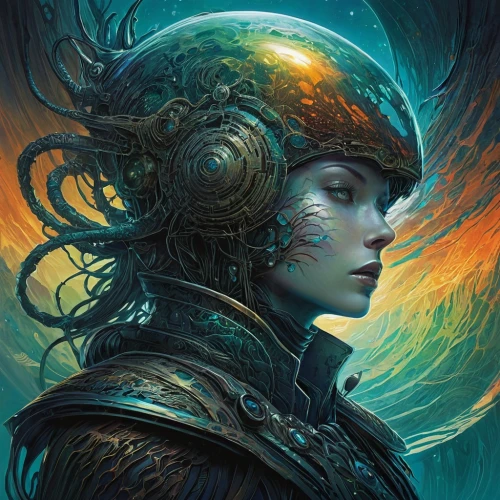 mordenkainen,fantasy portrait,the hat of the woman,helmet,nautilus,sci fiction illustration,head woman,prospera,fantasy art,savickas,niobe,eurus,fathom,andromeda,mechana,kommuna,echo,amano,ozma,medusa,Conceptual Art,Sci-Fi,Sci-Fi 05