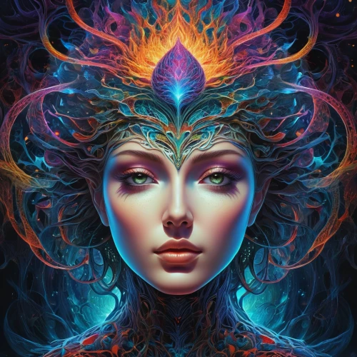 dmt,ayahuasca,aura,samsara,medusa,fantasy portrait,oracular,aum,illuminate,mystical portrait of a girl,third eye,fractals art,aquarian,shamanistic,boho art,psytrance,shaman,fantasy art,shamanic,chakra,Conceptual Art,Sci-Fi,Sci-Fi 05