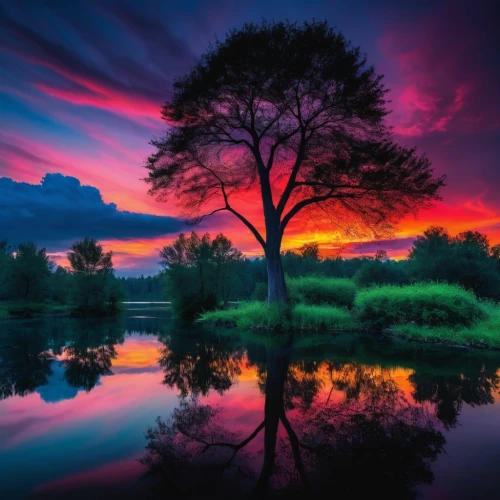 purple landscape,splendid colors,incredible sunset over the lake,colorful tree of life,nature wallpaper,evening lake,beautiful colors,lone tree,beautiful landscape,nature background,nature landscape,intense colours,isolated tree,landscape background,landscape nature,windows wallpaper,beautiful nature,landscapes beautiful,reflection in water,harmony of color,Photography,Documentary Photography,Documentary Photography 13
