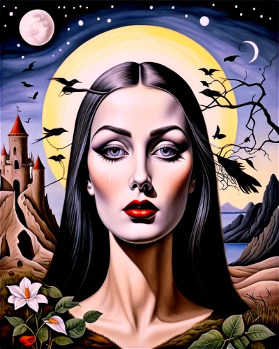 medjugorje,dolorosa,inanna,vampira,bvm,virgen,hekate,viveros,seven sorrows,mediatrix,estess,hecate,madonnas,morticia,dolores,imbolc,art deco woman,babalon,diwata,mother mary,Illustration,Realistic Fantasy,Realistic Fantasy 40