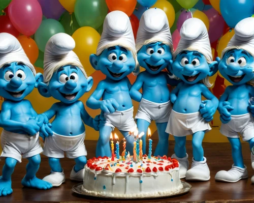 smurfs,smurf,smurfette,marzipan figures,blue balloons,happy birthday balloons,smurray,birthday template,clipart cake,misers,renderman,children's birthday,birthday cake,moppets,claymation,klowns,blue heart balloons,blusters,blueliners,colored icing,Illustration,Abstract Fantasy,Abstract Fantasy 23