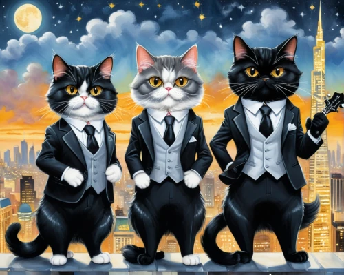 tuxedoes,tuxes,tuxedos,suiters,businessmen,cat family,tuxis,businesspeople,cat pageant,georgatos,thunderclan,suits,skyclan,business men,vintage cats,tuxedo just,cat cartoon,formalwear,shadowclan,cat lovers,Illustration,Abstract Fantasy,Abstract Fantasy 23