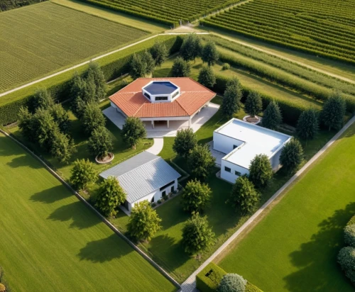 private estate,schoenstatt,pilgrimage church of wies,country estate,farm house,landzaat,frisian house,bird's-eye view,acreages,aerial view,farmhouse,country house,farmhouses,aerial image,hoeve,danish house,domaine,noordoostpolder,private house,field barn,Photography,General,Realistic