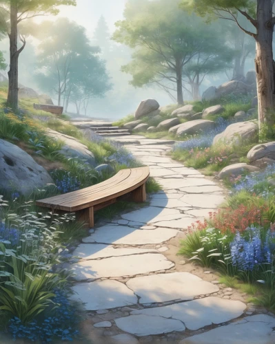 wooden path,pathway,forest path,hiking path,springtime background,the path,stone bench,landscape background,spring background,path,spring morning,wooden bench,paths,garden bench,the mystical path,background with stones,fantasy landscape,benches,alpine crossing,summer meadow,Unique,Design,Blueprint