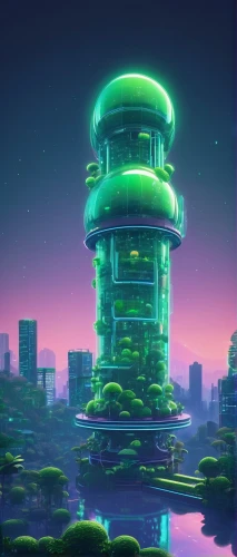 futuristic landscape,cellular tower,cybertown,cybercity,cyberia,cyberport,electric tower,mushroom island,hub,the energy tower,space port,mushroom landscape,alien world,skyscraper,polara,futuristic,earth rise,areopolis,arcology,alien planet,Unique,Pixel,Pixel 02