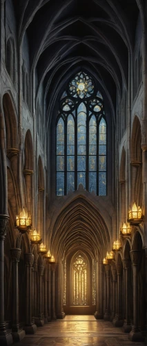 hall of the fallen,hogwarts,undercroft,diagon,cathedrals,cloistered,hall,cathedral,world digital painting,crypt,portcullis,thingol,stalls,hammerbeam,haunted cathedral,archways,ravenclaw,cartoon video game background,ravenloft,vaults,Illustration,American Style,American Style 14