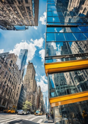 glass facades,cityscapes,city scape,new york streets,glass building,flatiron building,tall buildings,glass facade,city buildings,glass panes,streetscapes,skyscrapers,flatiron,structural glass,skyways,glaziers,5th avenue,tishman,lucite,mirrored,Art,Artistic Painting,Artistic Painting 42