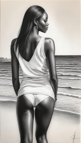 charcoal drawing,charcoal pencil,dessin,charcoal,sanyu,african american woman,broncefigur,toccara,girl on the dune,chalk drawing,airbrush,african woman,burkinabe,pencil drawings,airbrushing,beachgoer,graphite,girl drawing,photorealist,seaward,Illustration,Black and White,Black and White 30