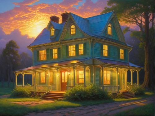 home landscape,summer cottage,lonely house,house painting,victorian house,little house,house silhouette,old house,country cottage,dreamhouse,country house,cottage,woman house,ancient house,old home,beautiful home,house in the forest,traditional house,home house,wooden house,Illustration,Realistic Fantasy,Realistic Fantasy 03