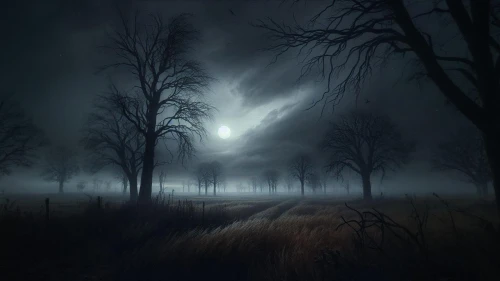 moonlit night,moonsorrow,haunted forest,moonlit,forest dark,ghost forest,moonglow,dark park,nocturne,nightscape,moonlight,black landscape,nightstalkers,winter night,silent night,moonscape,foggy forest,dark art,moonscapes,nocturnes