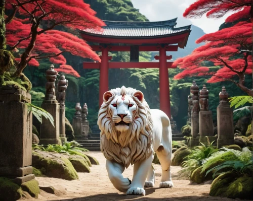 asian tiger,white tiger,royal tiger,king of the jungle,lion white,white bengal tiger,forest king lion,white lion,rajah,liger,tiger png,a tiger,tiger,tigers,bengal tiger,white temple,japan garden,japan,japon,kaabu,Photography,General,Realistic