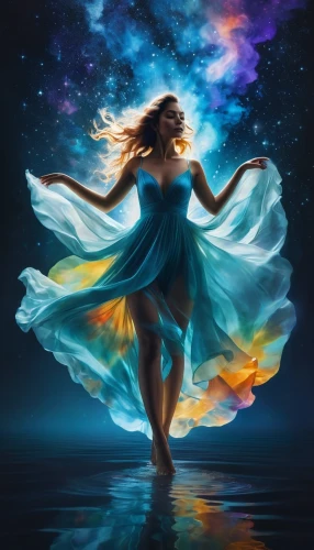 fantasia,fantasy picture,dancing flames,falling star,dance silhouette,magical,luminous,fairy galaxy,mystical portrait of a girl,world digital painting,dancer,aquarius,firedancer,fire dance,falling stars,harmonix,dance with canvases,bioluminescent,astral traveler,dance,Photography,Artistic Photography,Artistic Photography 07