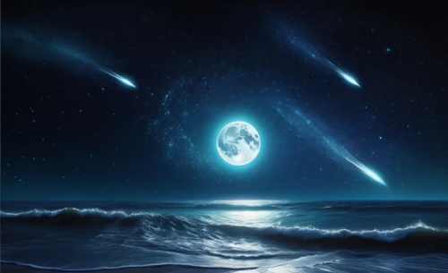 meteor,space art,ocean background,auroral,meteor shower,meteoric,starwave,blue planet,moon and star background,asteroidal,asteroids,espacial,monocerotis,magellanic,silmarils,comets,samsung wallpaper,perseid,the night sky,asteroid,Conceptual Art,Sci-Fi,Sci-Fi 06