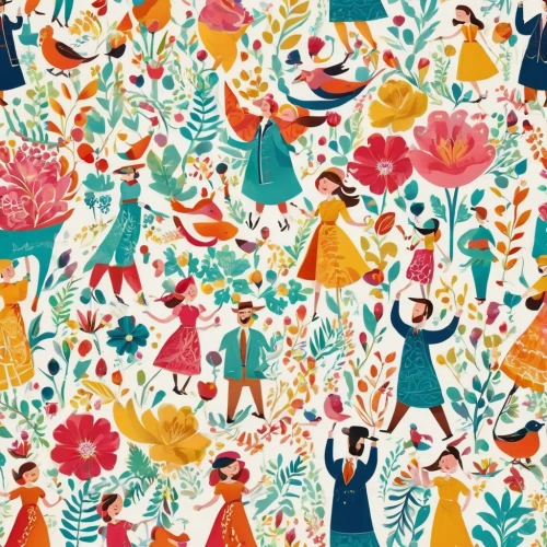 seamless pattern repeat,sewing pattern girls,endpapers,scrapbook paper,happy children playing in the forest,christmas pattern,sewing silhouettes,background pattern,christmas tree pattern,flowers pattern,children's background,floral background,kimono fabric,kids illustration,autumn pattern,cardstock tree,hippie fabric,blanket of flowers,flower fabric,flower wall en,Illustration,Abstract Fantasy,Abstract Fantasy 13